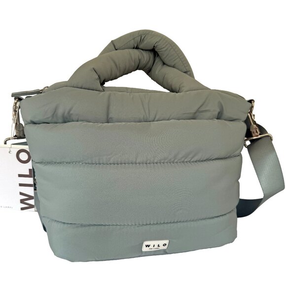 Wilo The Label Light Sage Green Mini Two Strap Puffer Tote/Crossbody Bag NWT - Picture 2 of 11